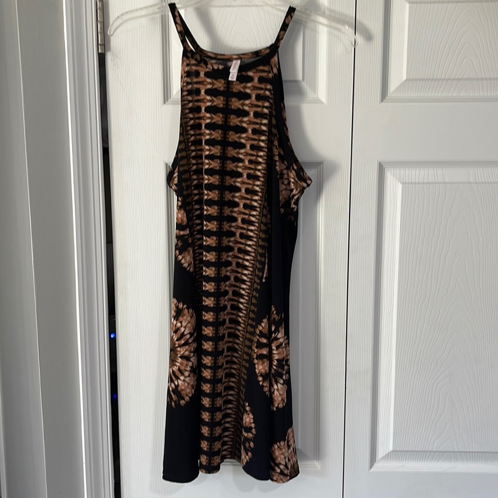 Black and tan tie dye dress